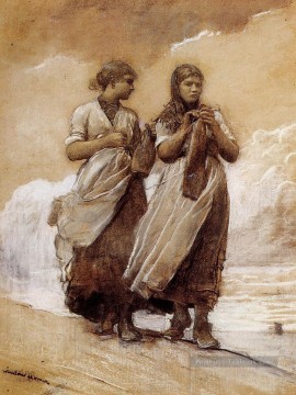  shore - Fishergirls sur Shore Tynemouth réalisme peintre Winslow Homer